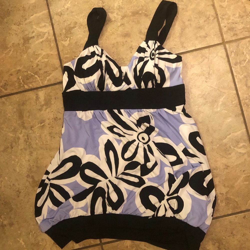 Speckles - Black, white and purple flower dress